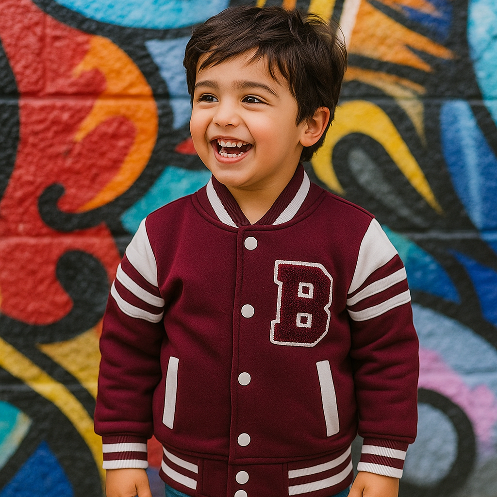 Unisex Maroon Varsity Jacket – Classic College Style Bomber