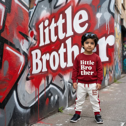 Little Bro Maroon & Oatmeal Tracksuit for Kids