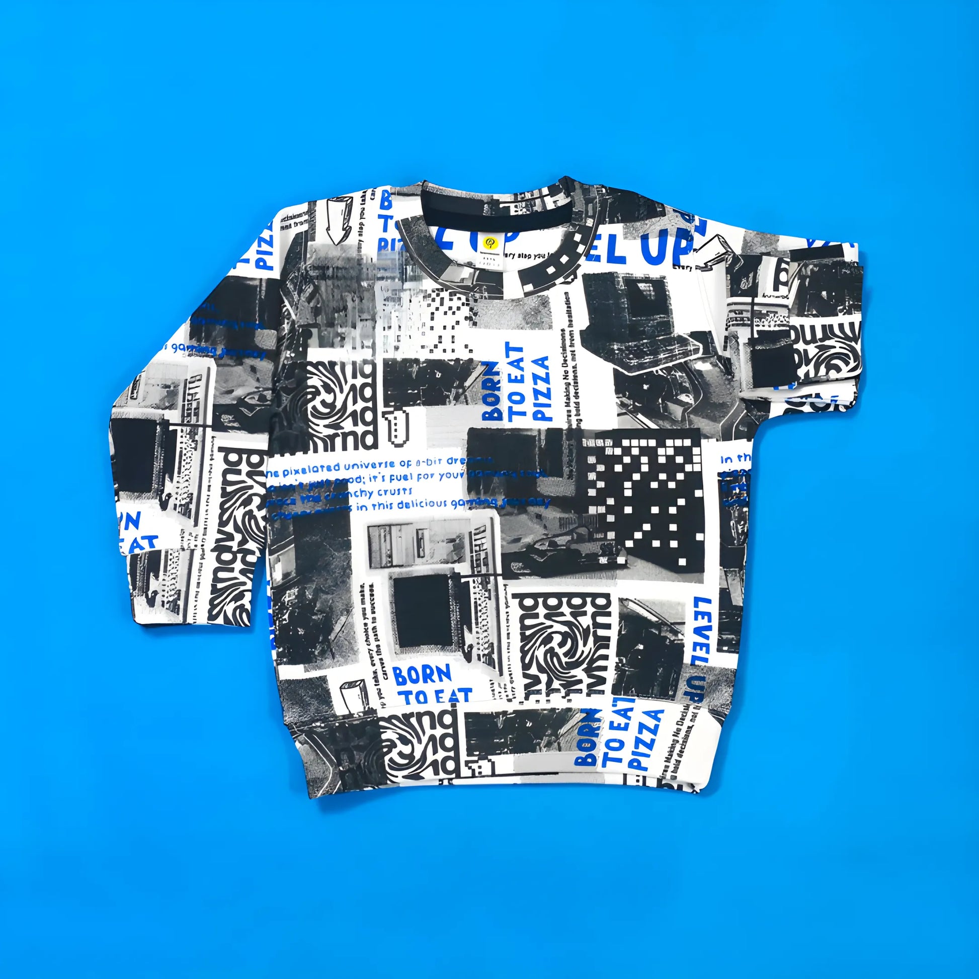 Patterned shirt on a blue background