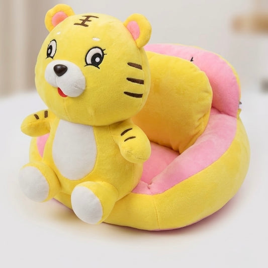 Yellow tiger baby plush support seat chair with soft pink cushion